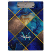 Chique girly faux Glitter goud blauw geometrisch Klembord (Voorkant)