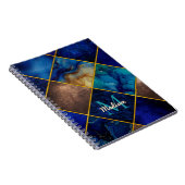 Chique girly faux Glitter goud blauw geometrisch Notitieboek (Rechterzijde)
