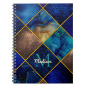 Chique girly faux Glitter goud blauw geometrisch Notitieboek (Voorkant)
