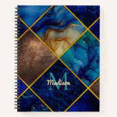 Chique girly faux Glitter goud blauw geometrisch Notitieboek (Voorkant)