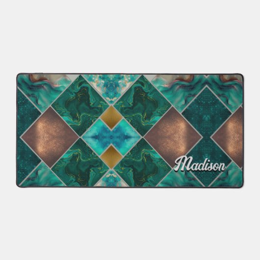 Chique girly faux Glitter goud turquoise Geometris Bureaumat (Voorkant)