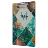 Chique girly faux Glitter goud turquoise Geometris Klembord (Links)