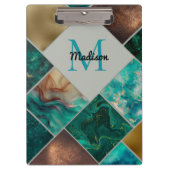 Chique girly faux Glitter goud turquoise Geometris Klembord (Voorkant)