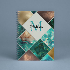 Chique girly faux Glitter goud turquoise Geometris Notitieboek