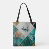 Chique girly faux Glitter goud turquoise Geometris Tote Bag (Achterkant)