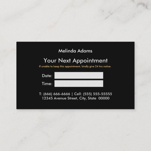 Chique girly faux glitter goud zwart monogram afsprakenkaartje (Achterkant)