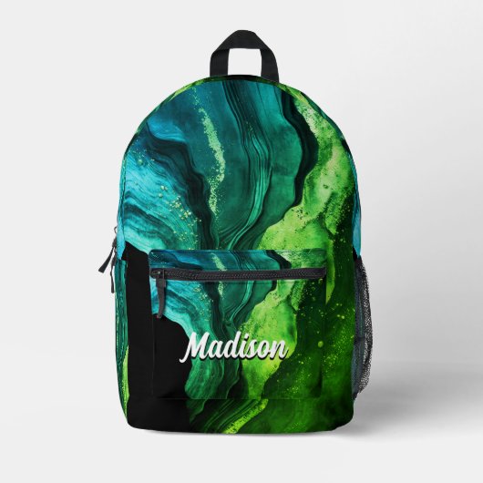 Chique girly faux glitter marmer art monogram bedrukte rugzak (Voorkant)