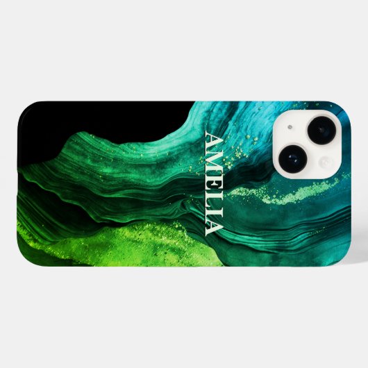 Chique girly faux glitter marmer art monogram Case-Mate iPhone case (Achterkant (horizontaal))