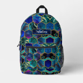 Chique girly faux Glitter Turquoise blauw geometri Bedrukte Rugzak (Voorkant)