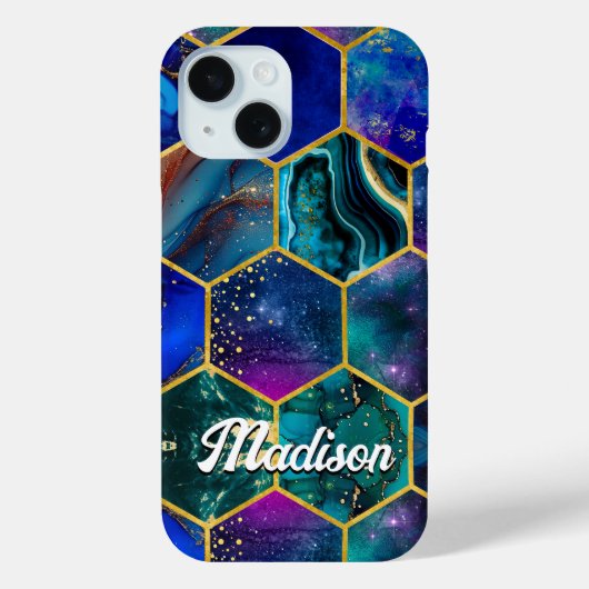 Chique girly faux Glitter Turquoise blauw geometri Case-Mate iPhone Case (Achterkant)
