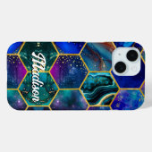Chique girly faux Glitter Turquoise blauw geometri Case-Mate iPhone Case (Achterkant (horizontaal))