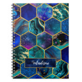 Chique girly faux Glitter Turquoise blauw geometri Notitieboek (Voorkant)