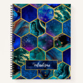 Chique girly faux Glitter Turquoise blauw geometri Notitieboek (Voorkant)