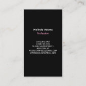 Chique girly faux glitter zilver zwart monogram visitekaartje (Achterkant)