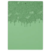 Chique Girly Groene Glitter Drips Monogram Met Naa Klembord (Achterkant)