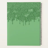 Chique Girly Groene Glitter Drips Monogram Met Naa Planner (Achterkant)