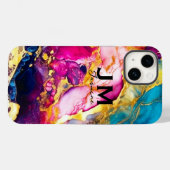 Chique girly kleurrijke marmeren faux glitter mono Case-Mate iPhone case (Achterkant (horizontaal))