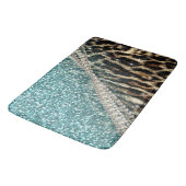 Chique Girly Leopard Print Blauw Glitter Badmat (Gekanteld)