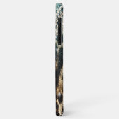 Chique Girly Leopard Print Blauw Glitter Case-Mate iPhone Case (Achterkant/links)