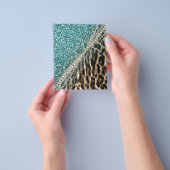 Chique Girly Leopard Print Blauw Glitter Flyer (Hand)