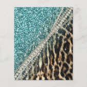 Chique Girly Leopard Print Blauw Glitter Flyer (Voorkant)