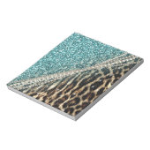 Chique Girly Leopard Print Blauw Glitter Notitieblok (Linkerzijde)