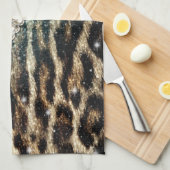 Chique Girly Leopard Print Blauw Glitter Theedoek (Quarter Fold)