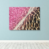 Chique Girly Leopard Print Roze Glitter (Insitu (Houten vloer))