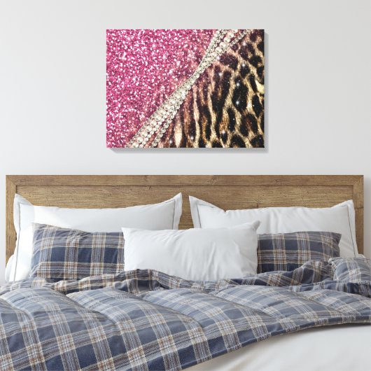 Chique Girly Leopard Print Roze Glitter (Insitu (Slaapkamer))