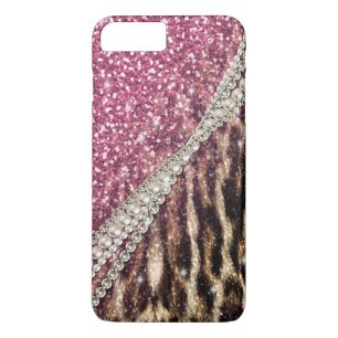 Chique Girly Leopard Print Roze Glitter Case-Mate iPhone Case