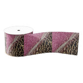 Chique Girly Leopard Print Roze Glitter Grosgrain Lint (Spoel)