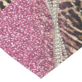 Chique Girly Leopard Print Roze Glitter Korte Tafelloper (Hoek)