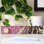 Chique Girly Leopard Print Roze Glitter Naambordje