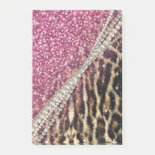 Chique Girly Leopard Print Roze Glitter Post-it® Notes (Voorkant)