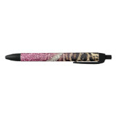Chique Girly Leopard Print Roze Glitter Zwarte Inkt Pen (Bodem)
