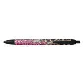 Chique Girly Leopard Print Roze Glitter Zwarte Inkt Pen (Achterkant)