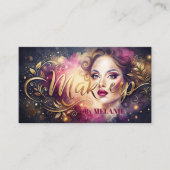 Chique girly Make-up Artiest roze Modern Gold Scri Visitekaartje (Voorkant)