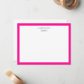Chique Girly Modern Hot Pink Correspondentie Notitiekaartje (Voorkant / Achterkant in situ)