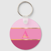 chique girly modern roze goud MONOGRAM naam Sleutelhanger (Achterkant)