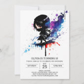 Chique Girly Ninja bewerkbare verjaardag Kaart (Voorkant)