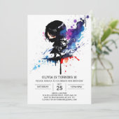 Chique Girly Ninja bewerkbare verjaardag Kaart (Staand voorkant)