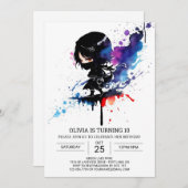 Chique Girly Ninja bewerkbare verjaardag Kaart (Voorkant / Achterkant)