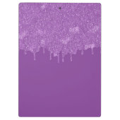 Chique Girly Paarse Glitter Drips Monogram & Naam Klembord (Achterkant)