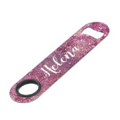 Chique girly paarse nevel glitter fonkelt monogram speed flessenopener (Voorkant Gekanteld)