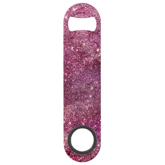 Chique girly paarse nevel glitter fonkelt monogram speed flessenopener (Achterkant)