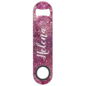 Chique girly paarse nevel glitter fonkelt monogram speed flessenopener (Voorkant)