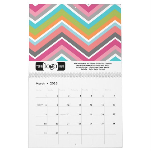 Chique Girly Patterns - Zakelijk Logo cadeau Kalender (Mar 2026)