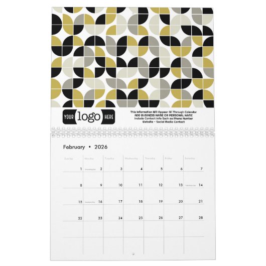 Chique Girly Patterns - Zakelijk Logo cadeau Kalender (Feb 2026)
