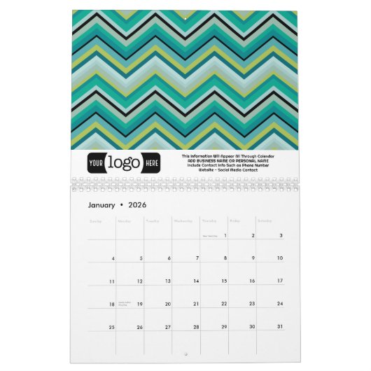 Chique Girly Patterns - Zakelijk Logo cadeau Kalender (Jan 2026)