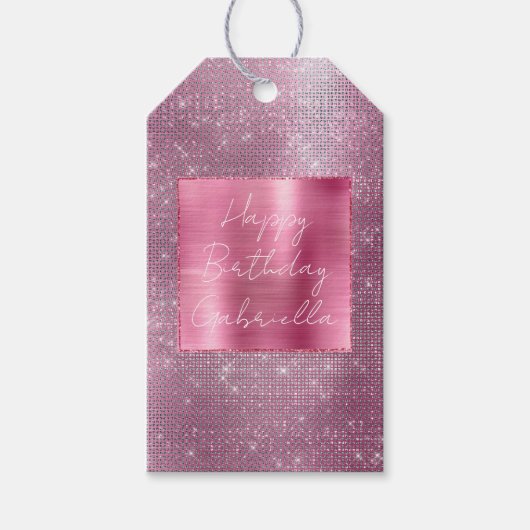 Chique Girly Pink Glam Sparkle Cadeaulabel (Voorkant)